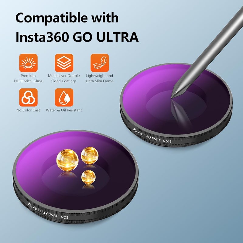 AMAZEAR CPL Filter for Insta360 GO Ultra Accessories, Insta 360 GO Ultra Circular Polarizing Lens to Reduce Glare & Enhance Colors, Screw-in Design, HD Optical Glass Pro Filter - Image 4